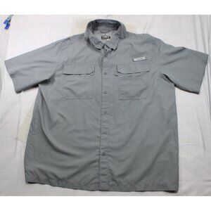Habit Mens XL Short Sleeve Button-Up Fishing Shirt 100% Polyester Gray Sharkskin